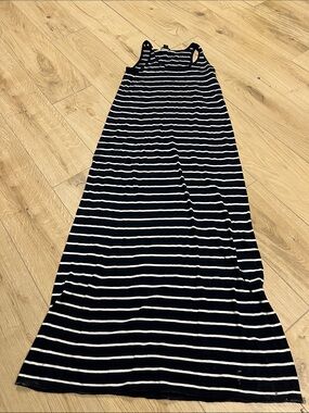 Vince Black and White Striped Maxi Tank Dress